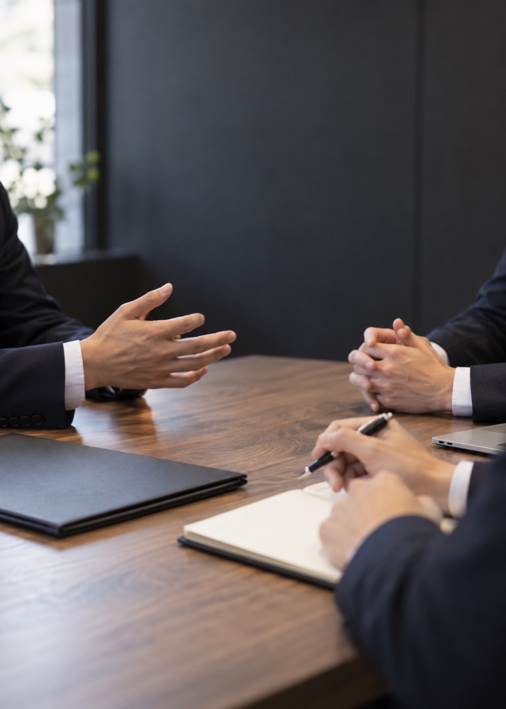 人や企業をつなぐ打ち合わせのイメージ